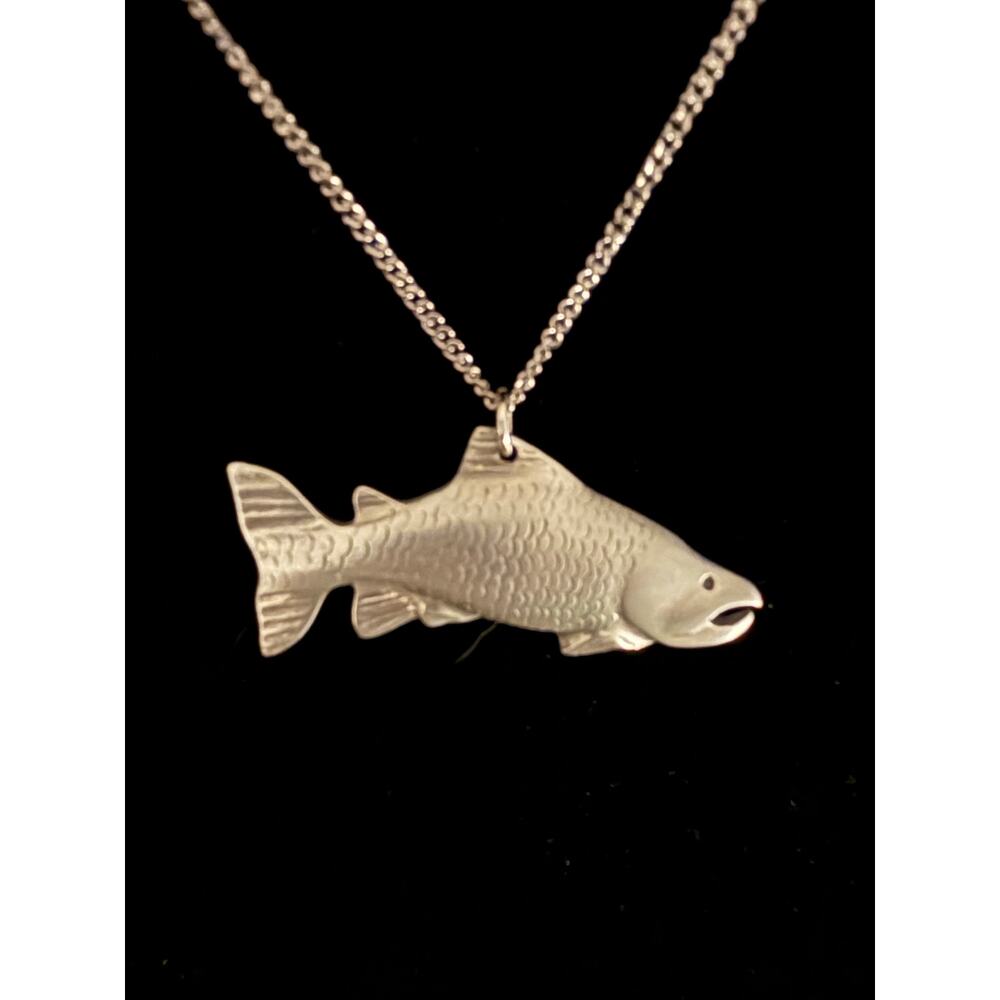 Vintage silver fish necklace